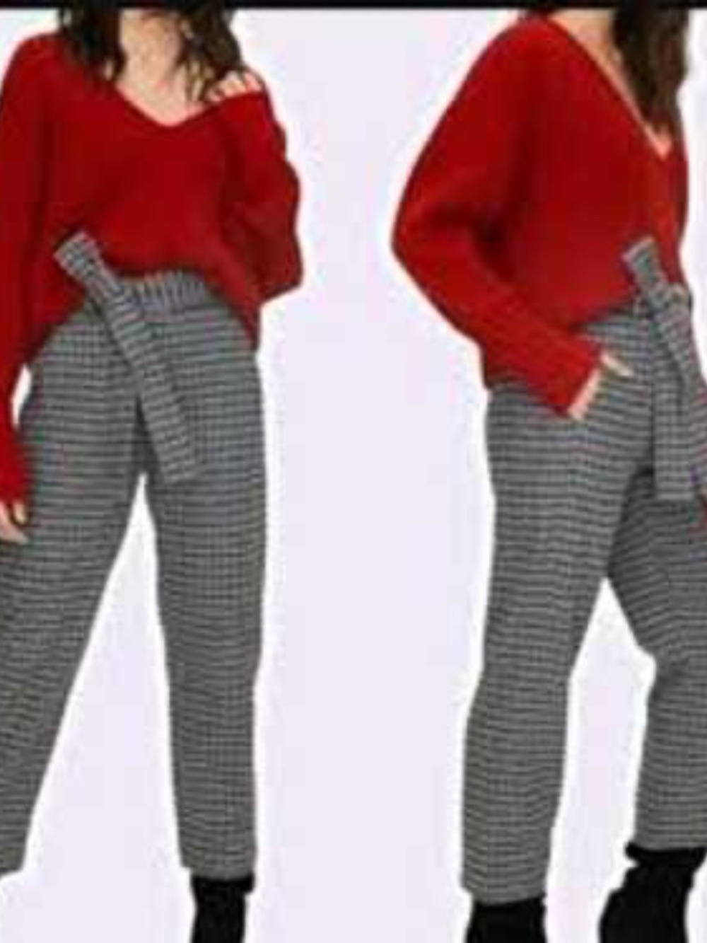 Aritzia Wilfred Academia Tie Waist Plaid Trousers in Grey Woman's Size 6